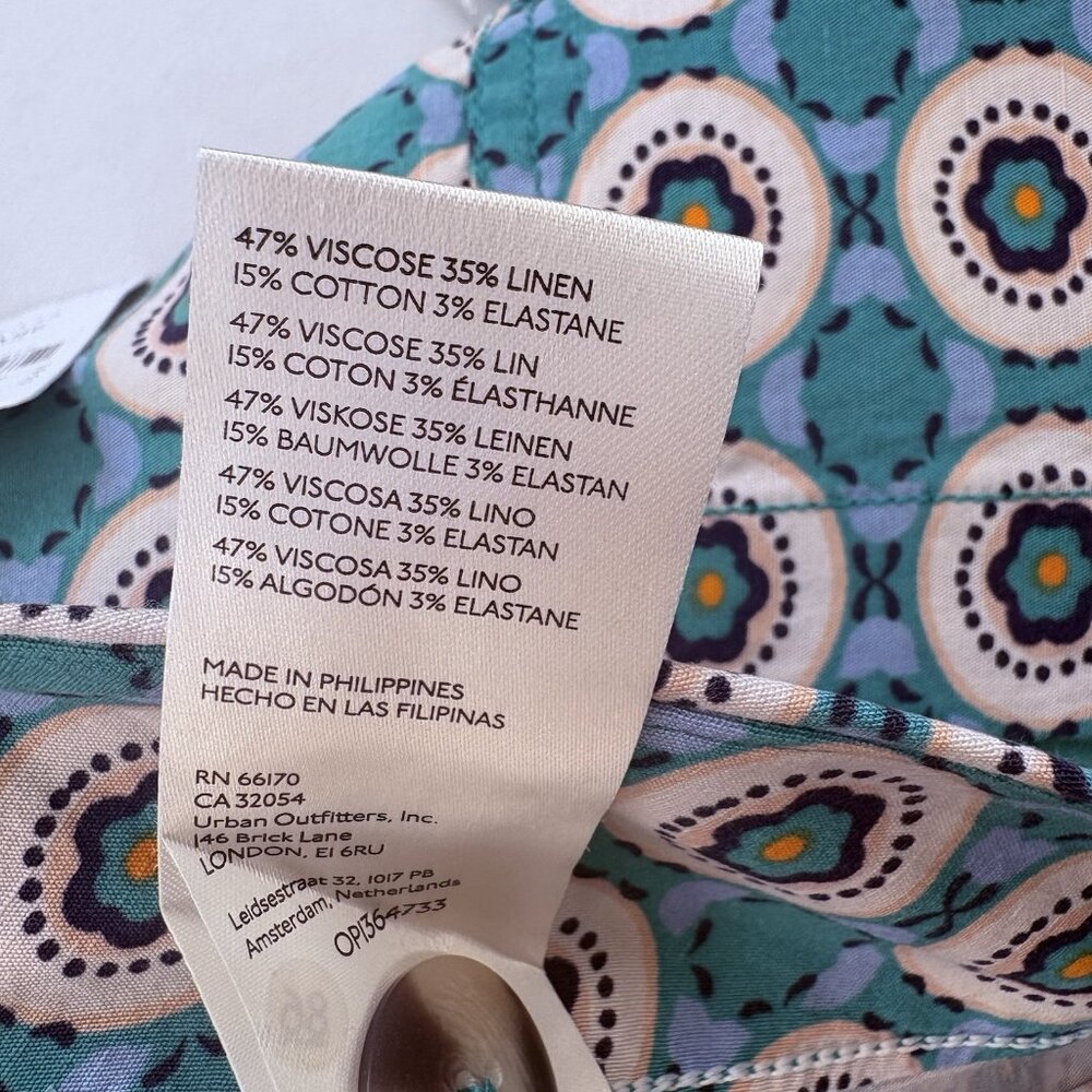 NWT Anthropologie Maeve 26W Wide Leg Colette Cropped Pants Green Motif Pattern - Picture 6 of 6